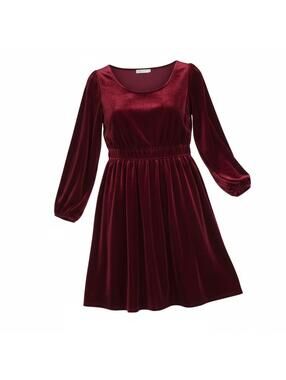 Celebrity Pink Women's Sweetheart Velvet Dress Burgundy Red A-Line Sz M Holiday